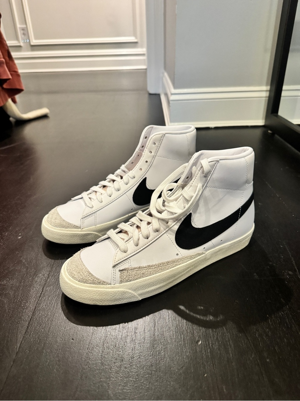 Nike Blazer White High-Top Sneakers with Black Swoosh